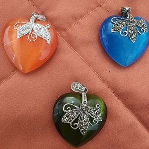 Bundle 3 Gemstone and silver pendants